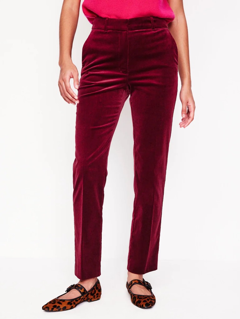 Boden Kew Velvet Trousers Women’s Size 16 Elegant Holiday Cabernet Velveteen